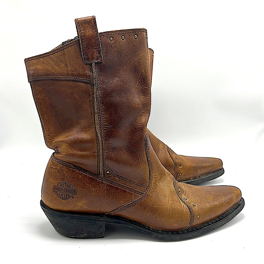 Harley Davidson brown leather cowboy boots size 9.5 women’s